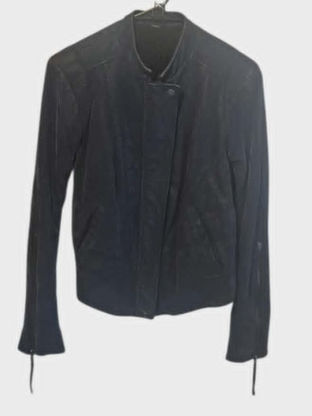 Free People Navy Blue Faux Suede Leather Motorcycle Jacket Size XS